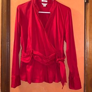 *3 for $25* Christopher & Banks Red pre-rap around Blouse Size L